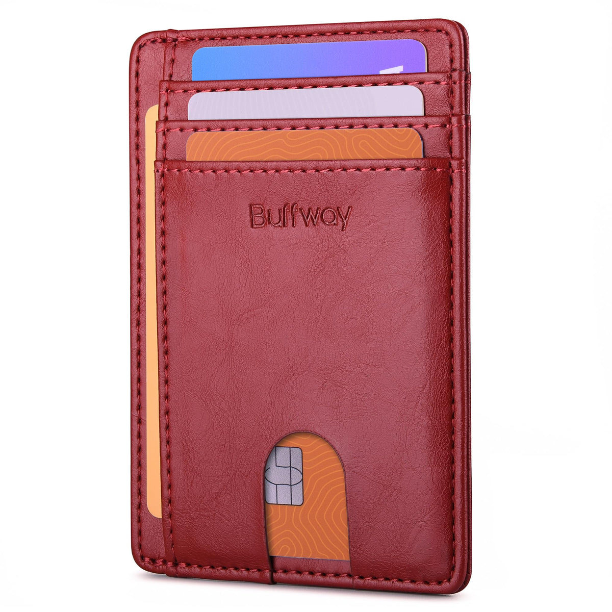 Buffway Slim Leather RFID Blocking Wallet for Men and Women