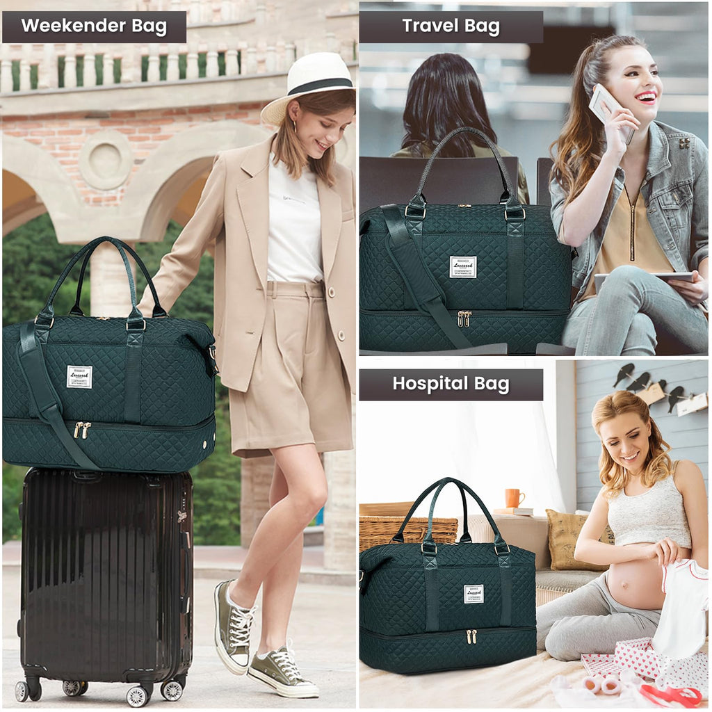 LOVEVOOK Travel Duffle Bag,Weekender Bags for Women with Shoe Compartment