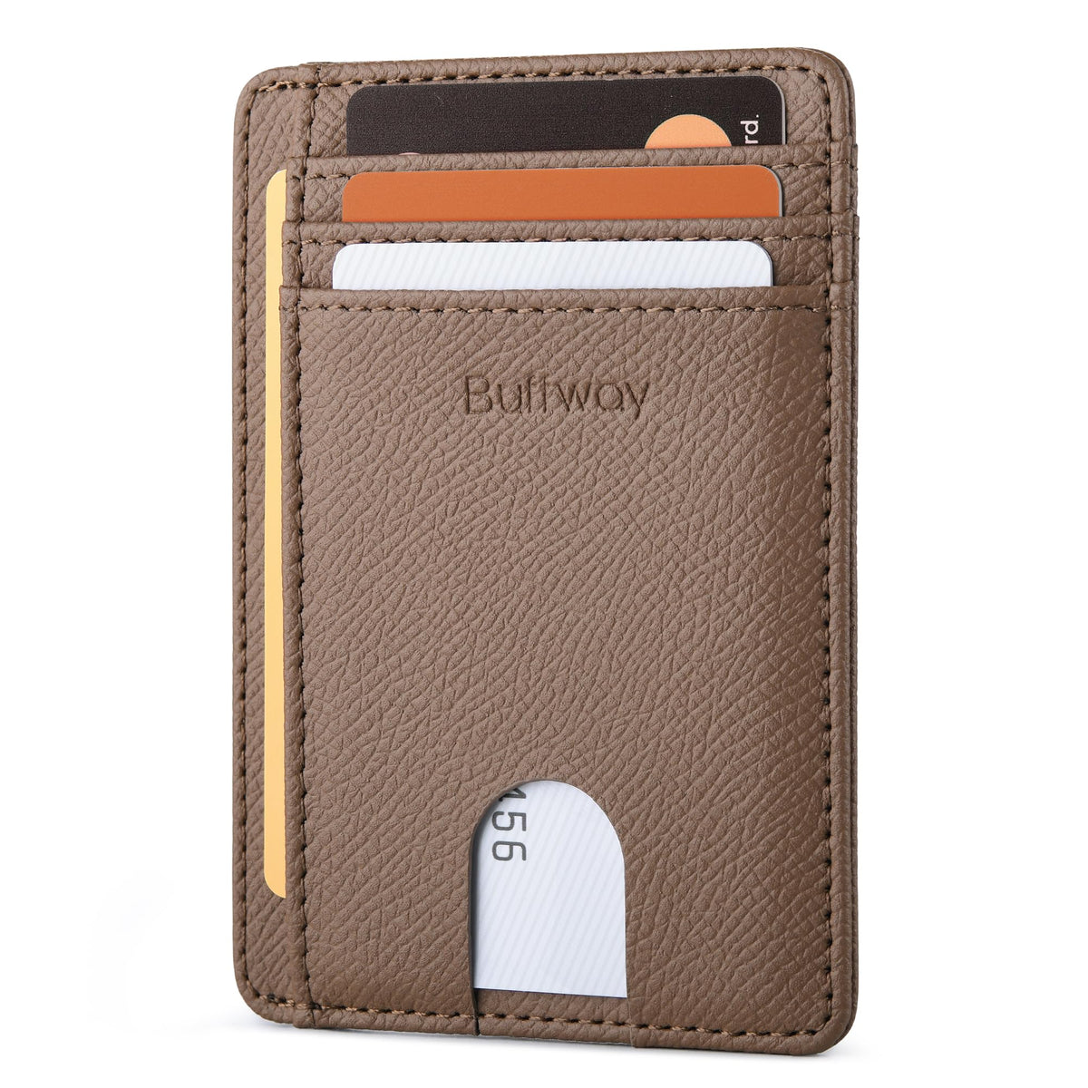 Buffway Slim Leather RFID Blocking Wallet for Men and Women