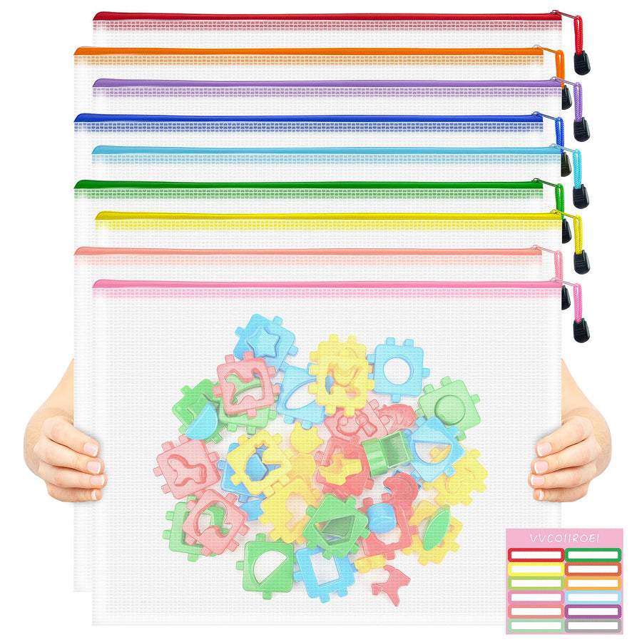 10-Size Mesh Zipper Pouch Organizer Set in Assorted Colors