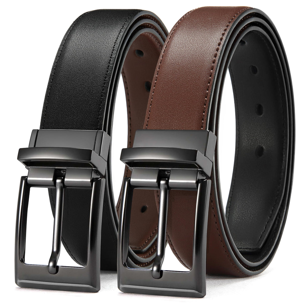 CHAOREN Men's Reversible 1.25-Inch Leather Dress Belt