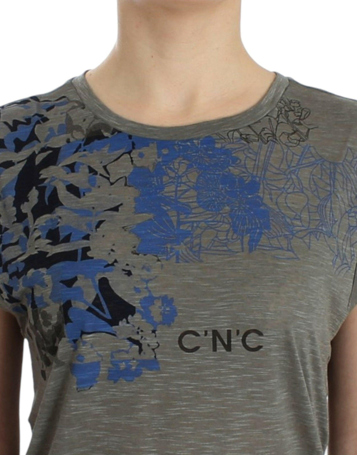 Gray print sleeveless t-shirt XS
