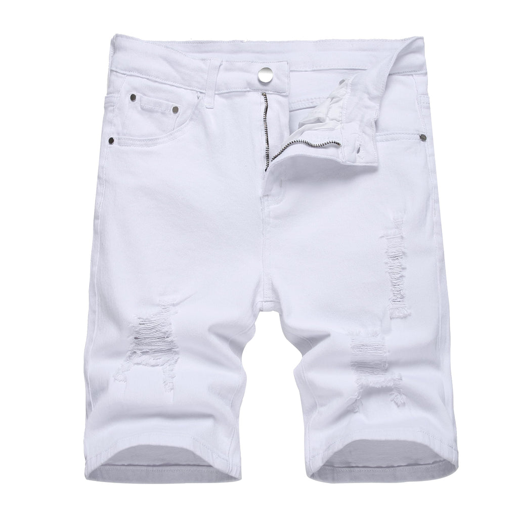 JUNBAOSS Men's Slim Fit Stretch Denim Shorts Ripped Skinny Jean Shorts for Men,Fashion Straight Comfort Flex Waist Short