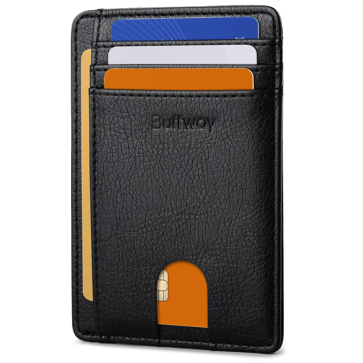 Buffway Slim Leather RFID Blocking Wallet for Men and Women