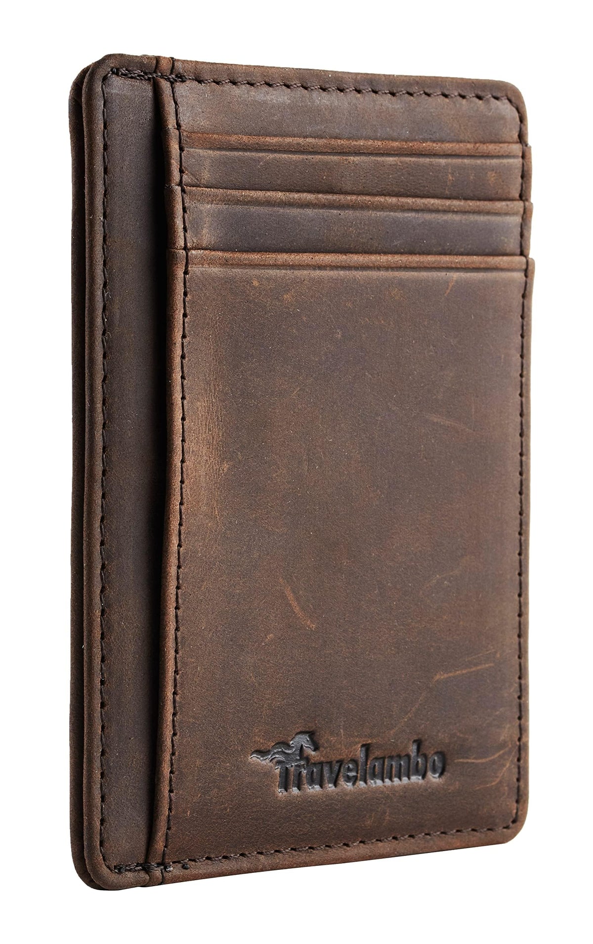 Travelambo Slim Leather RFID Blocking Front Pocket Wallet