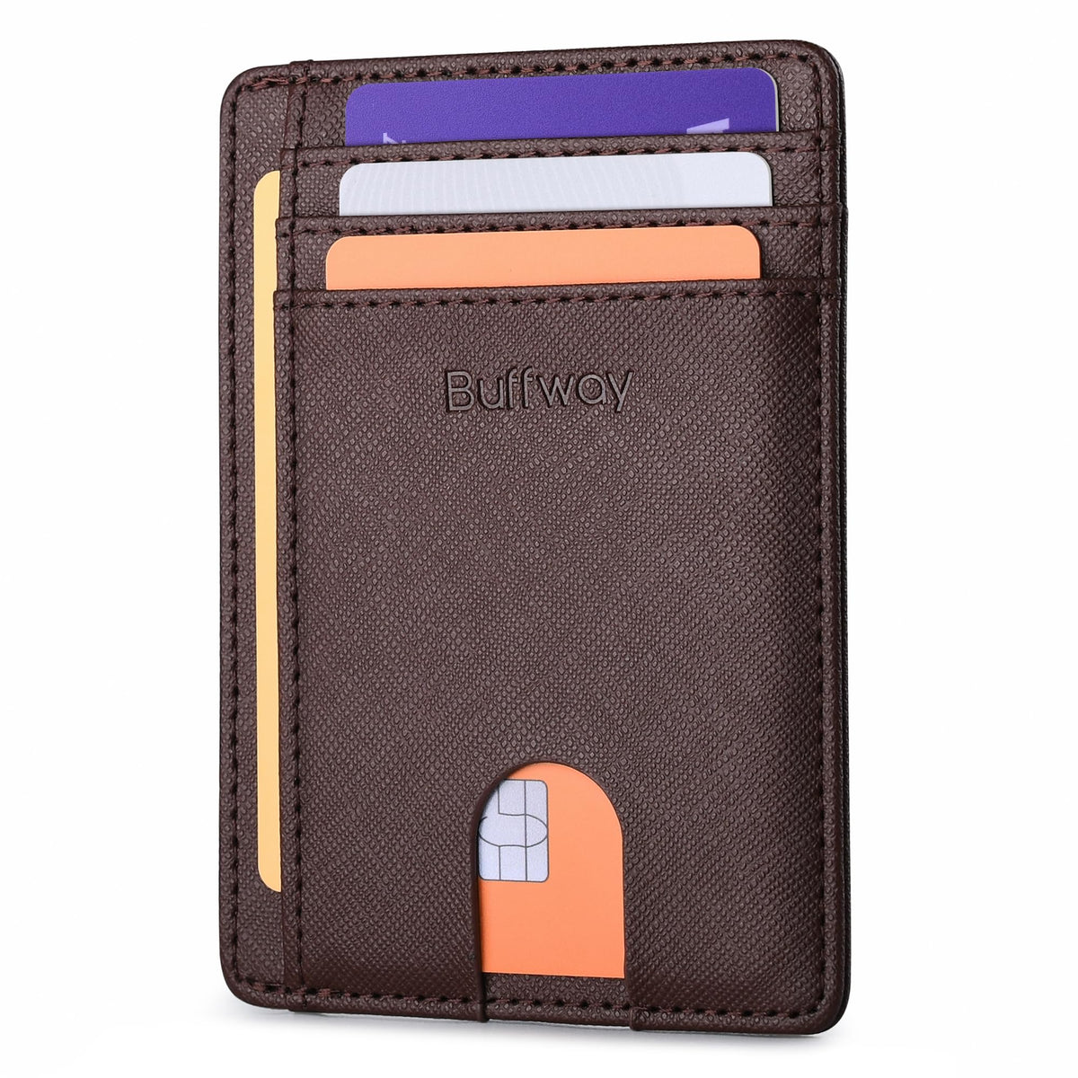 Buffway Slim Leather RFID Blocking Wallet for Men and Women