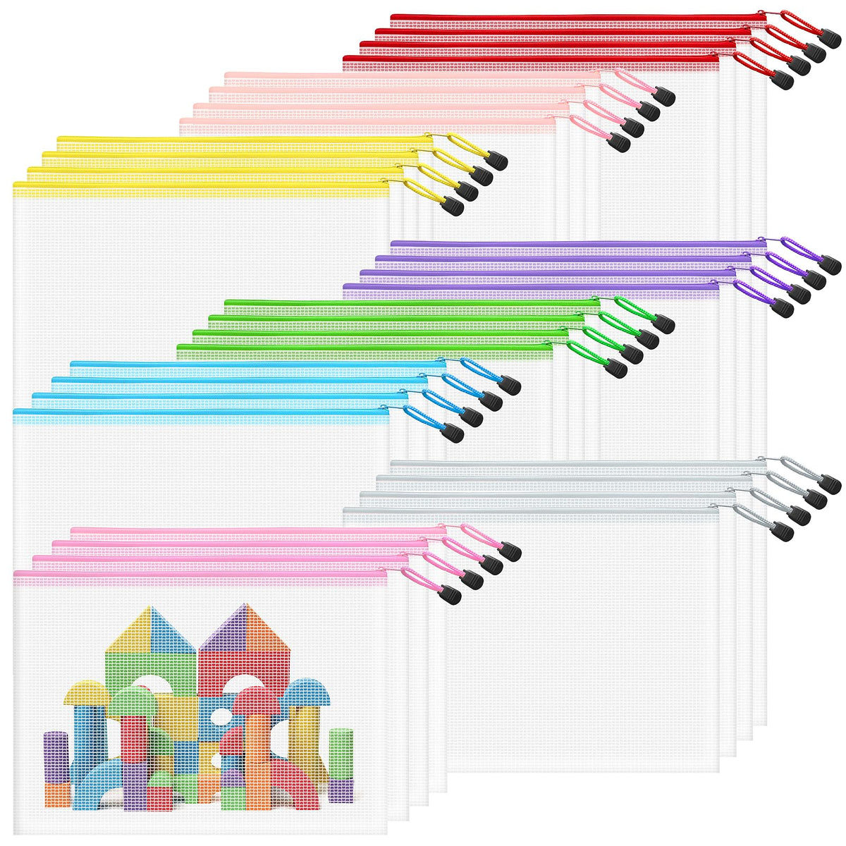 10-Size Mesh Zipper Pouch Organizer Set in Assorted Colors