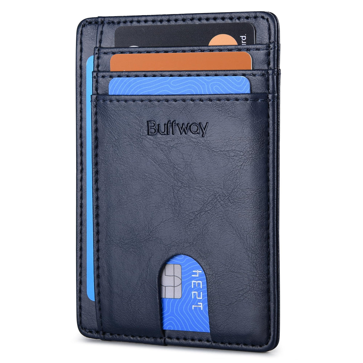 Buffway Slim Leather RFID Blocking Wallet for Men and Women