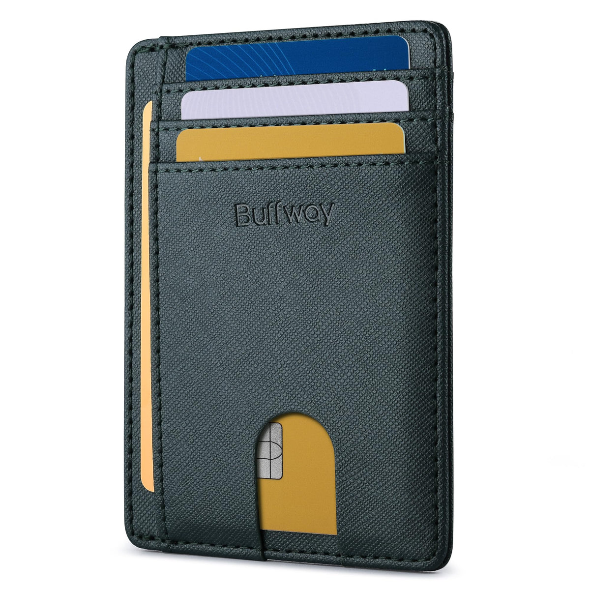 Buffway Slim Leather RFID Blocking Wallet for Men and Women