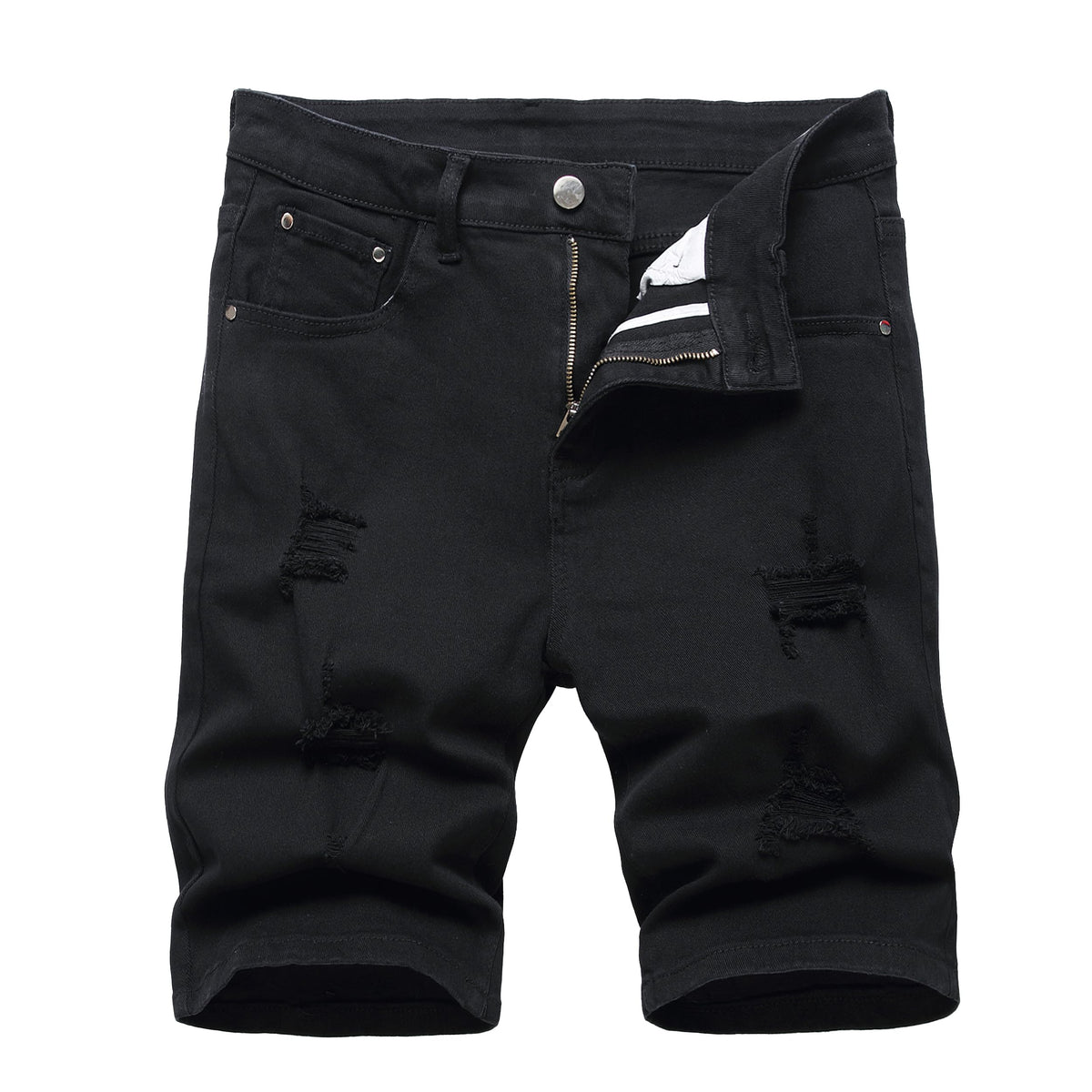 JUNBAOSS Men's Slim-Fit Ripped Stretch Denim Shorts