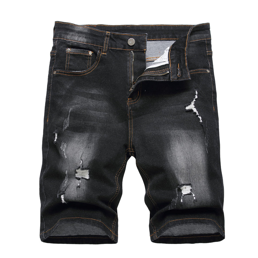 JUNBAOSS Men's Slim-Fit Ripped Stretch Denim Shorts