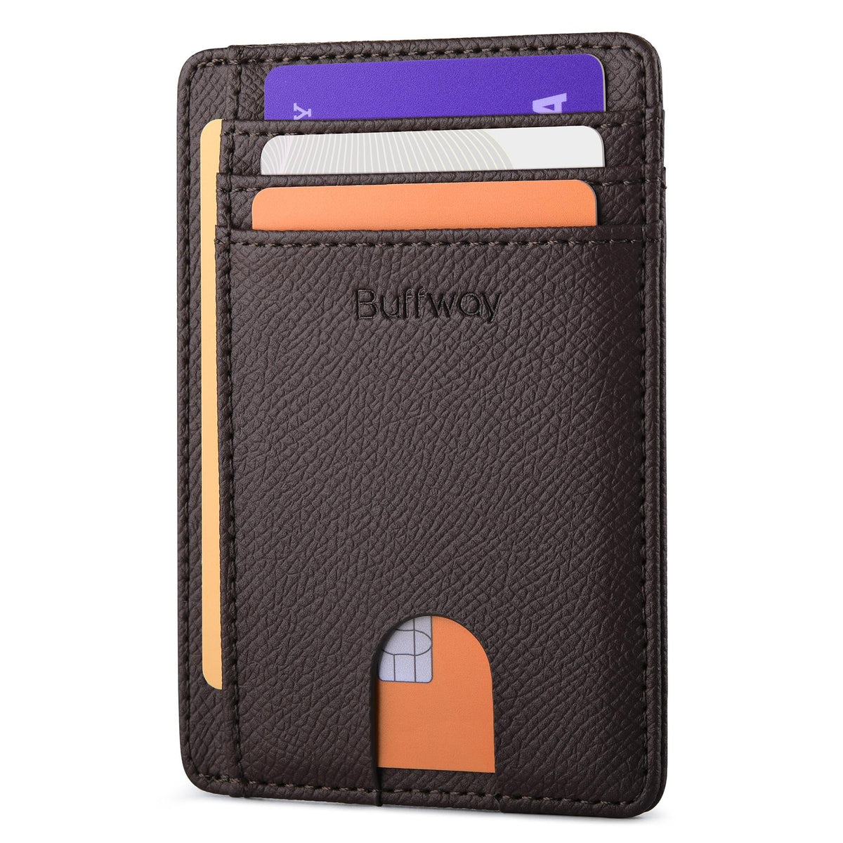Buffway Slim Leather RFID Blocking Wallet for Men and Women