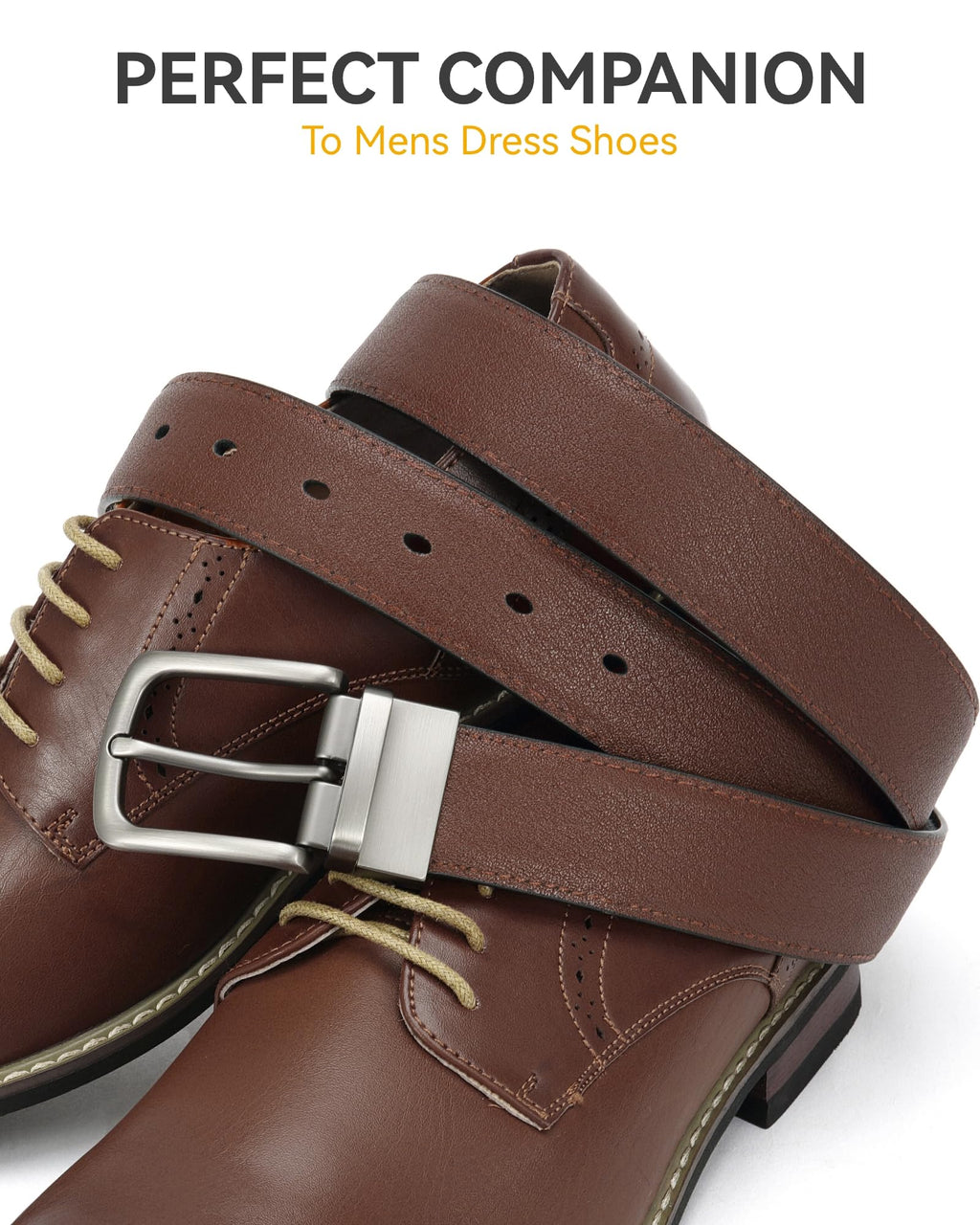 CHAOREN Men's Reversible 1.25-Inch Leather Dress Belt