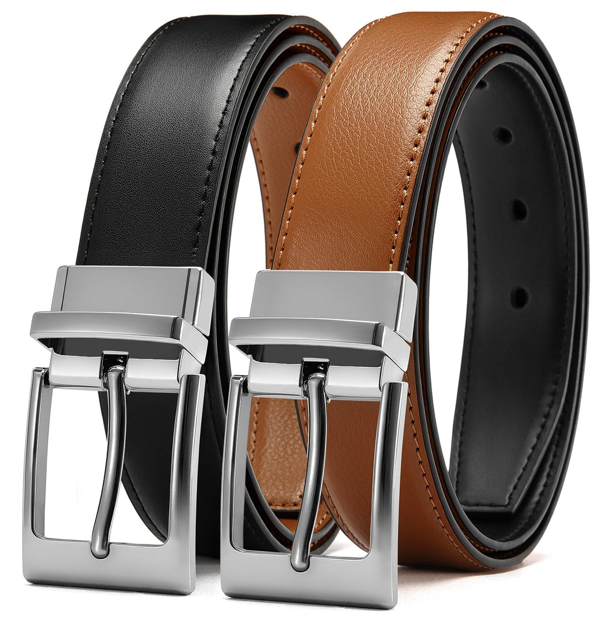 CHAOREN Men's Reversible 1.25-Inch Leather Dress Belt