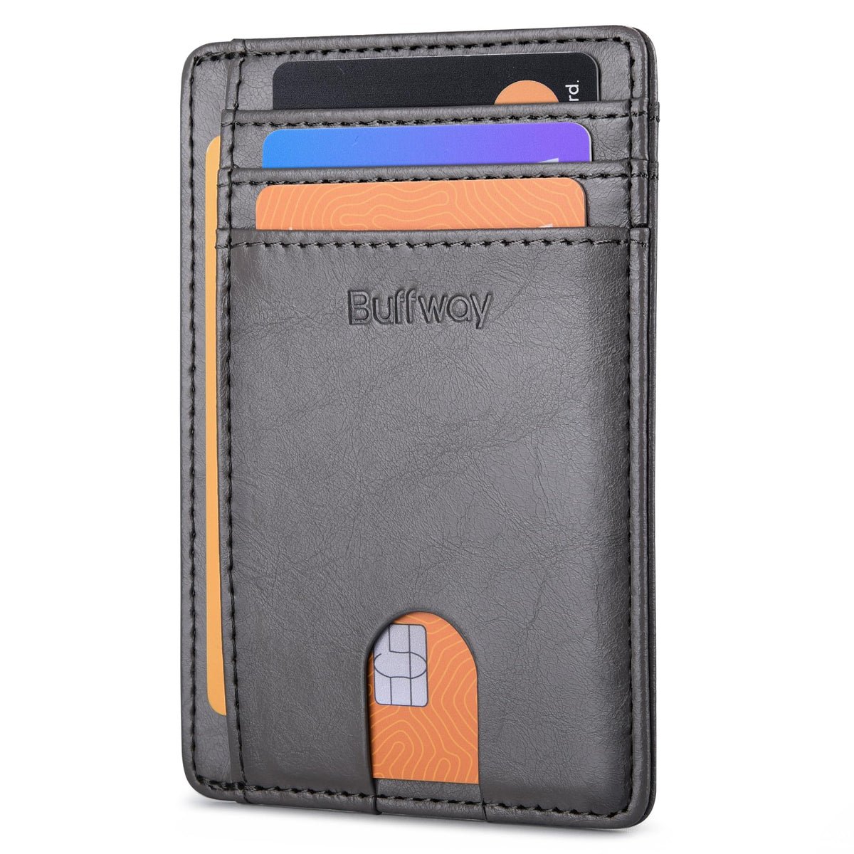 Buffway Slim Leather RFID Blocking Wallet for Men and Women