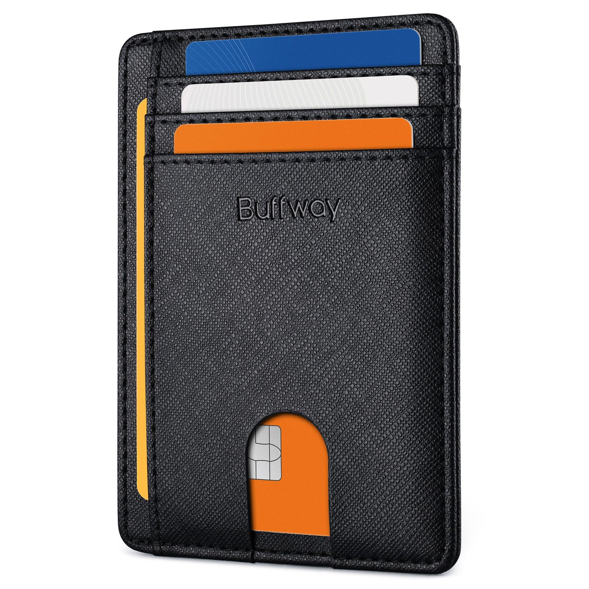 Buffway Slim Leather RFID Blocking Wallet for Men and Women