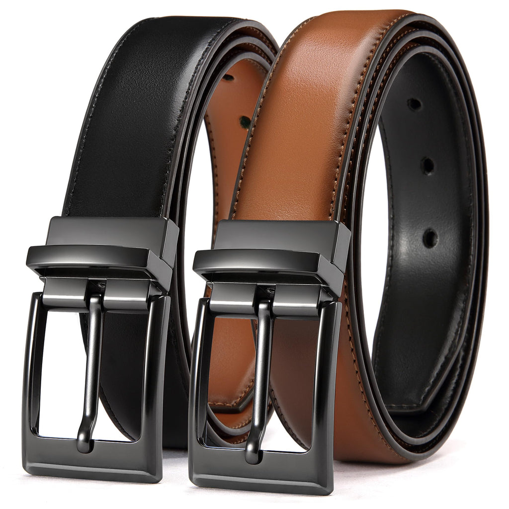 CHAOREN Men's Reversible 1.25-Inch Leather Dress Belt