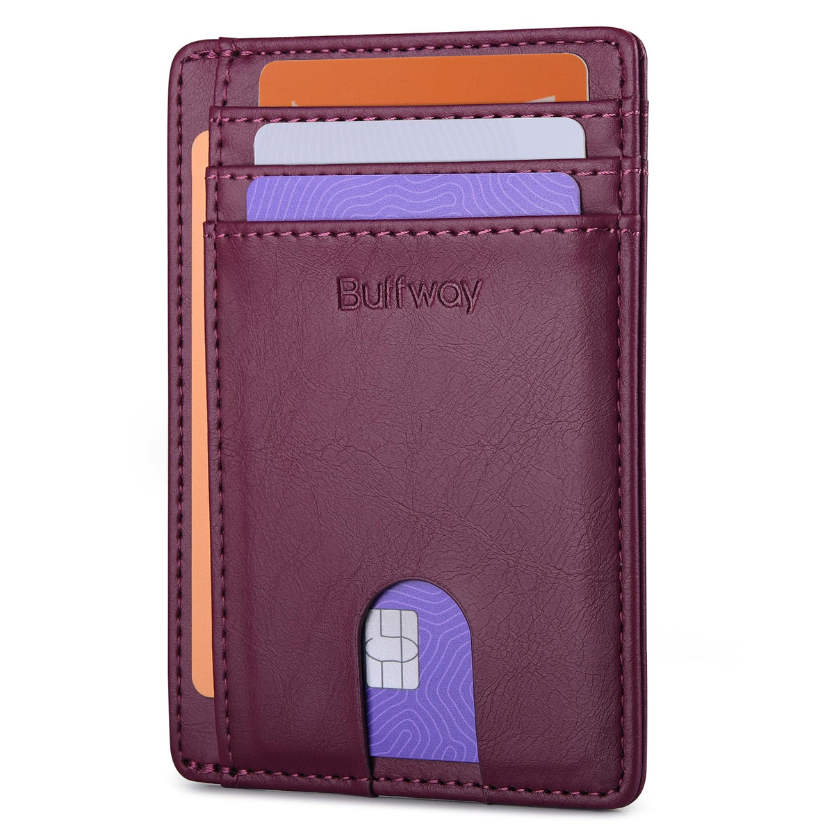 Buffway Slim Leather RFID Blocking Wallet for Men and Women