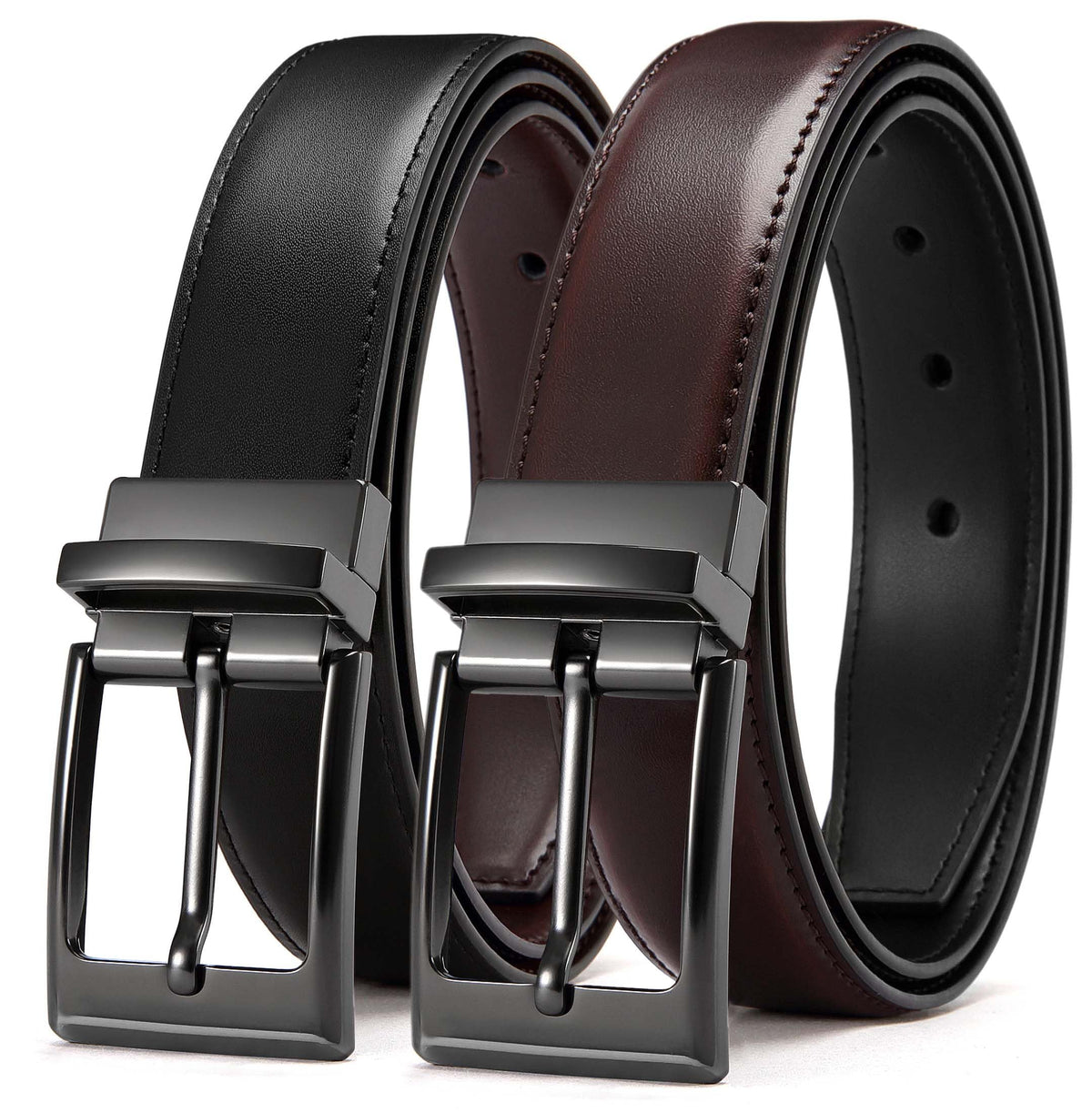 CHAOREN Men's Reversible 1.25-Inch Leather Dress Belt