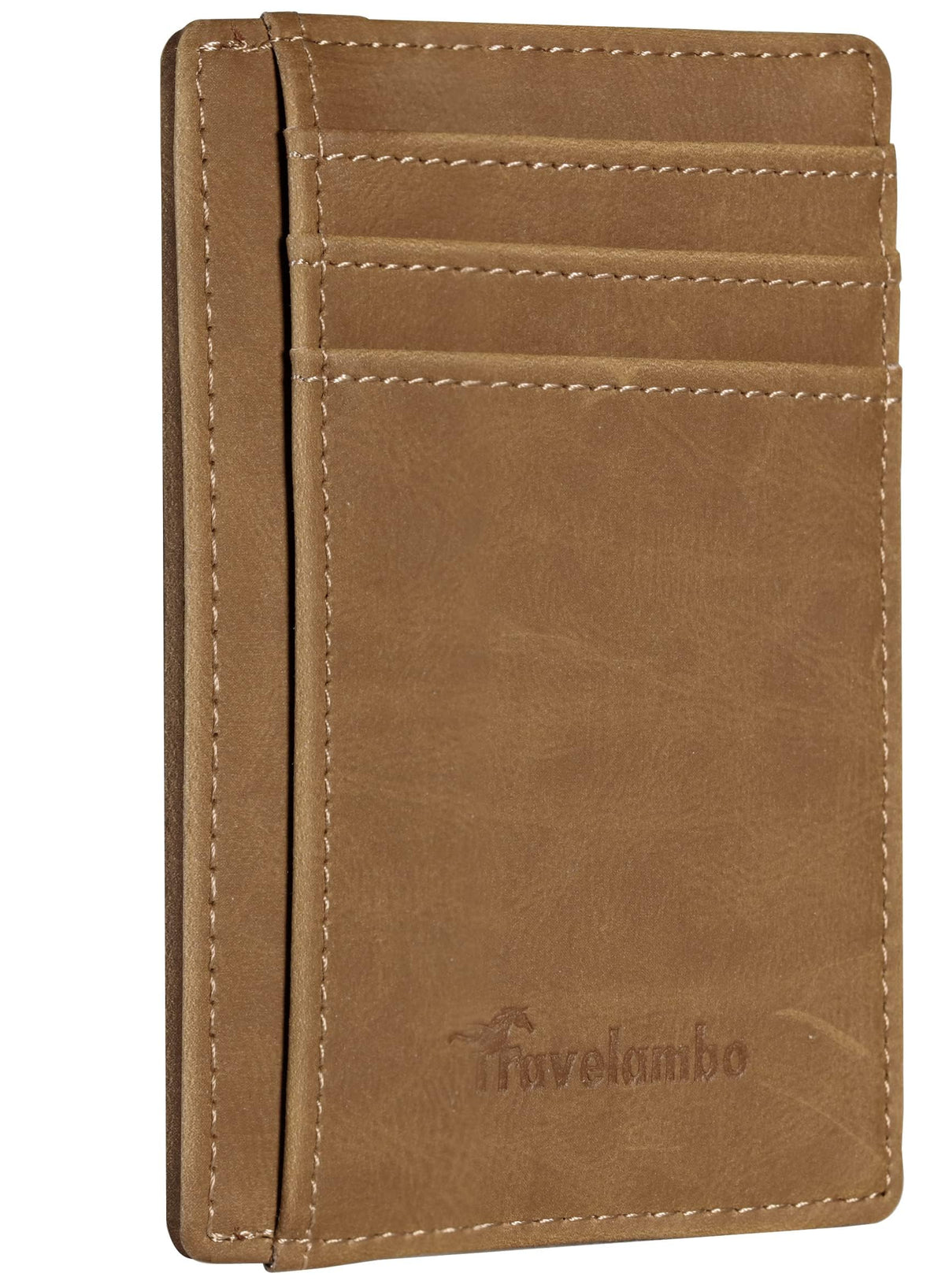 Travelambo Slim Leather RFID Blocking Front Pocket Wallet