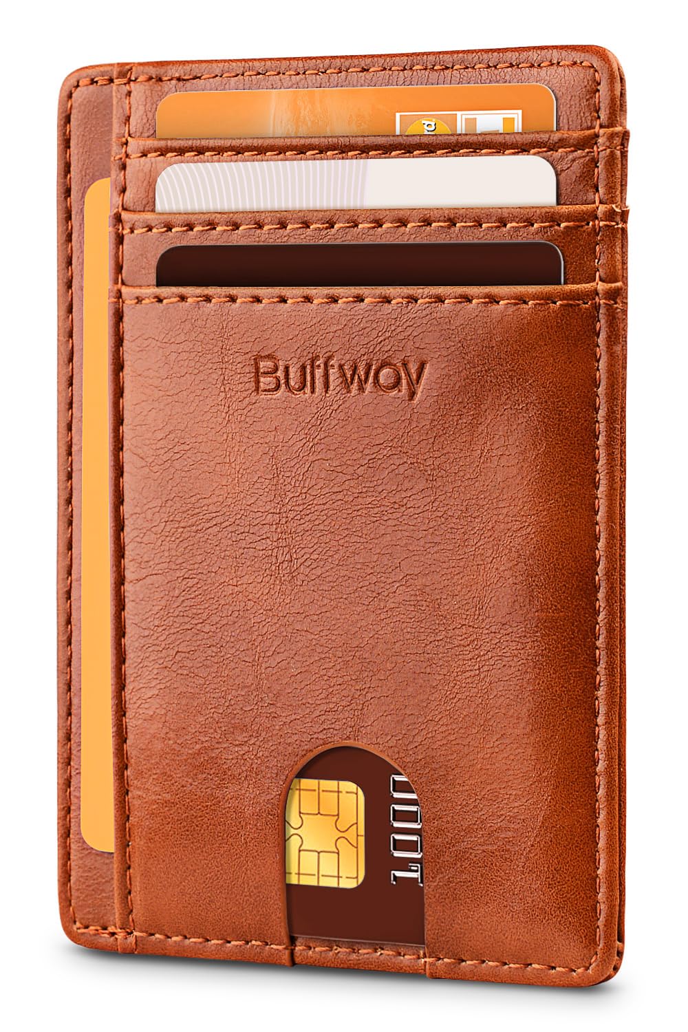 Buffway Slim Leather RFID Blocking Wallet for Men and Women