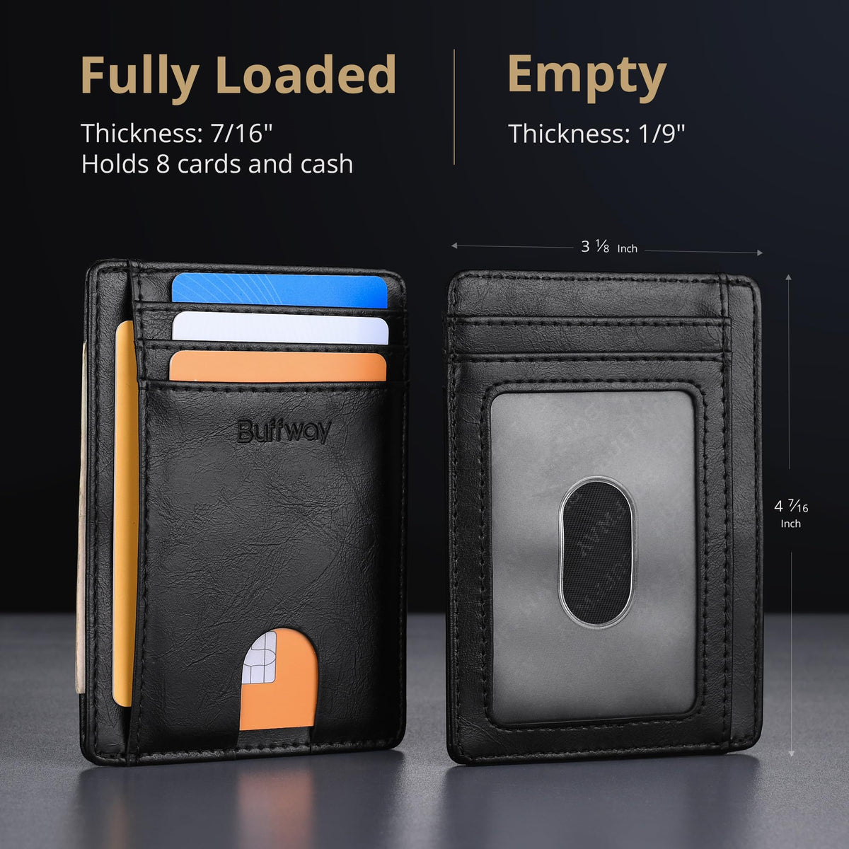 Buffway Slim Leather RFID Blocking Wallet for Men and Women