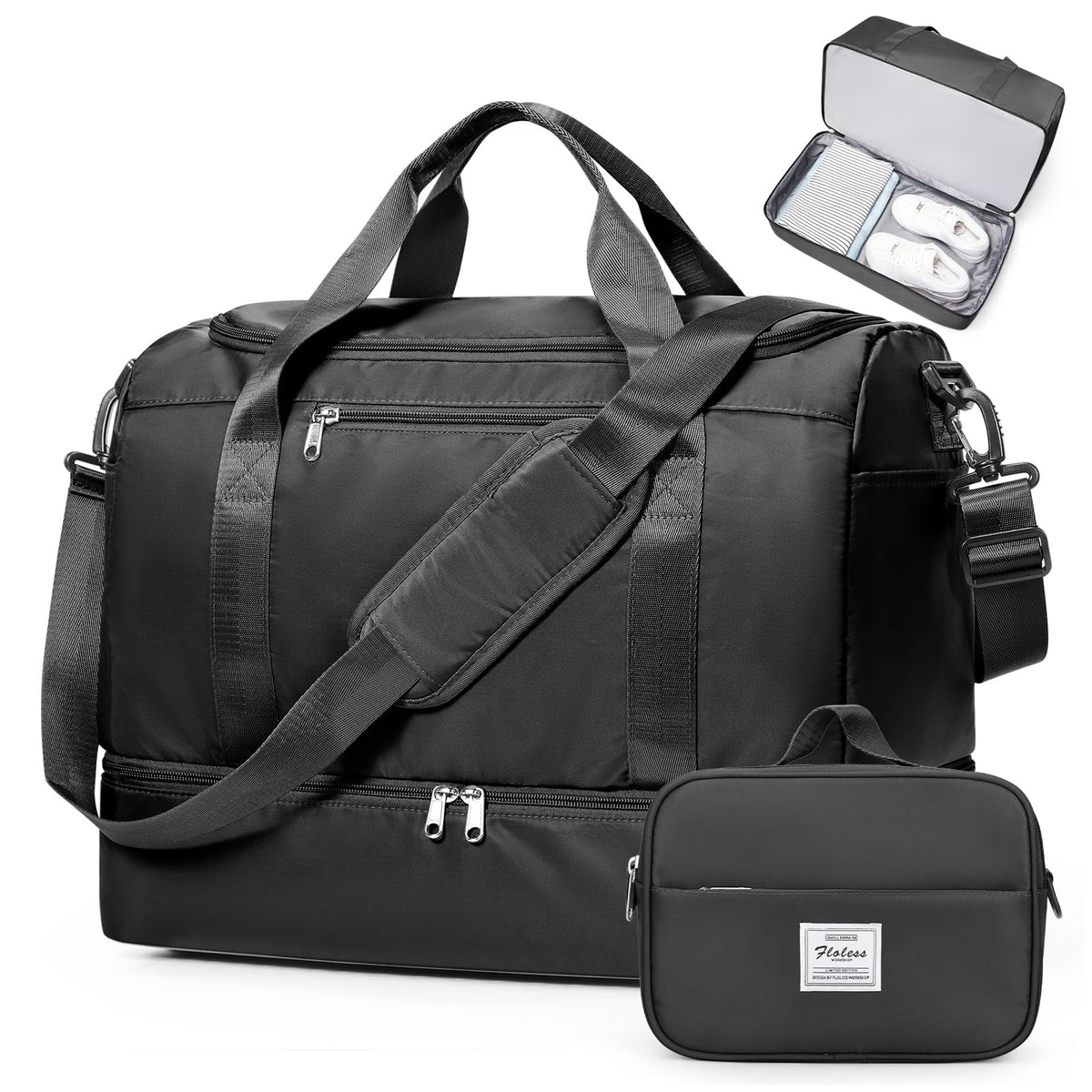 Large Carry-On Weekender Duffle Bag with Shoe Compartment