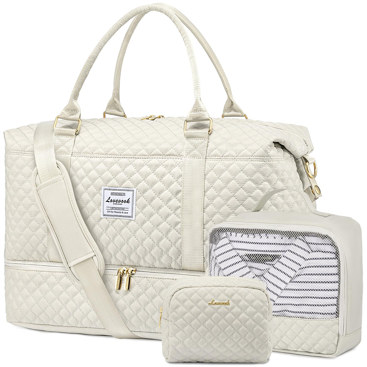LOVEVOOK Women's Weekender Duffle Bag with Shoe Compartment