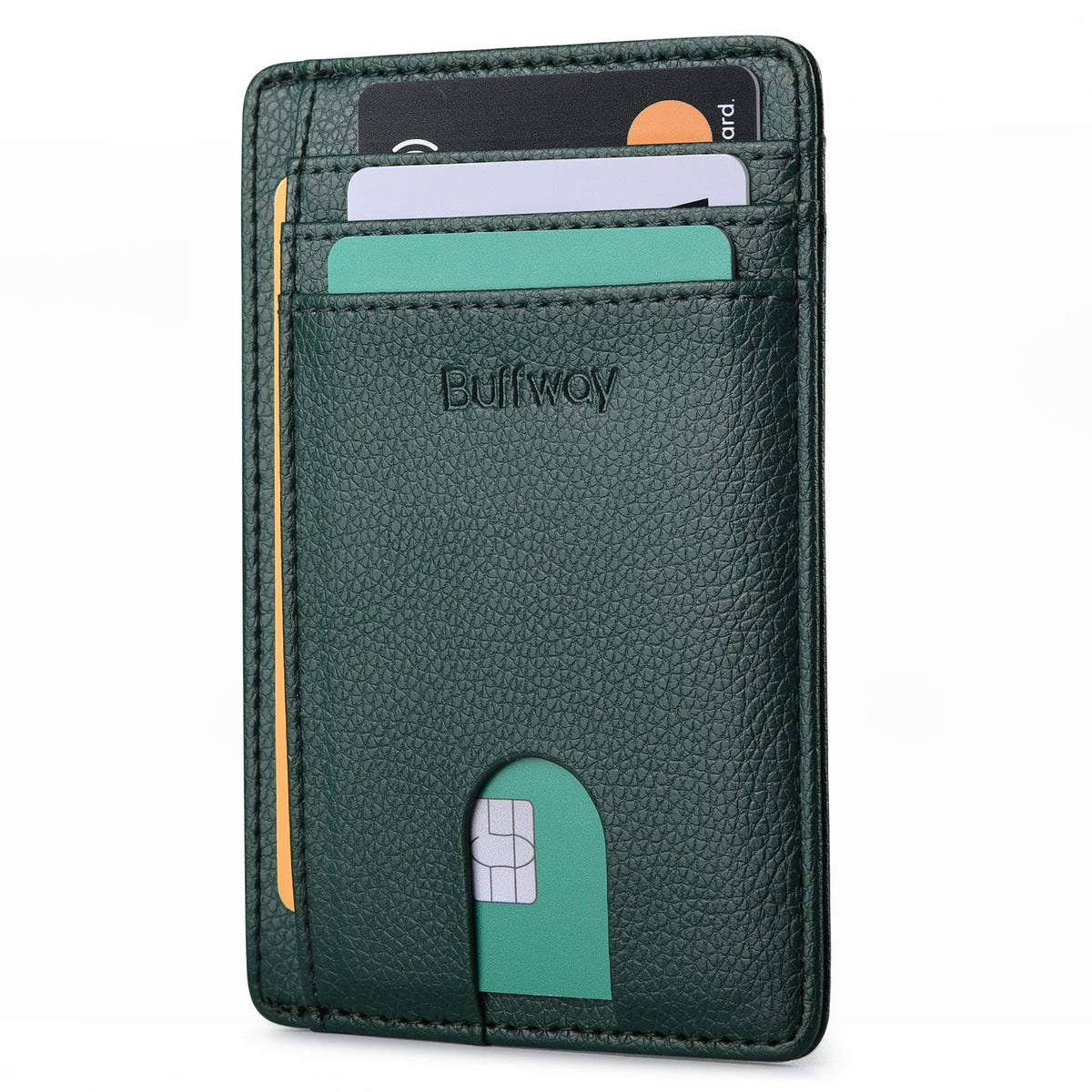 Buffway Slim Leather RFID Blocking Wallet for Men and Women