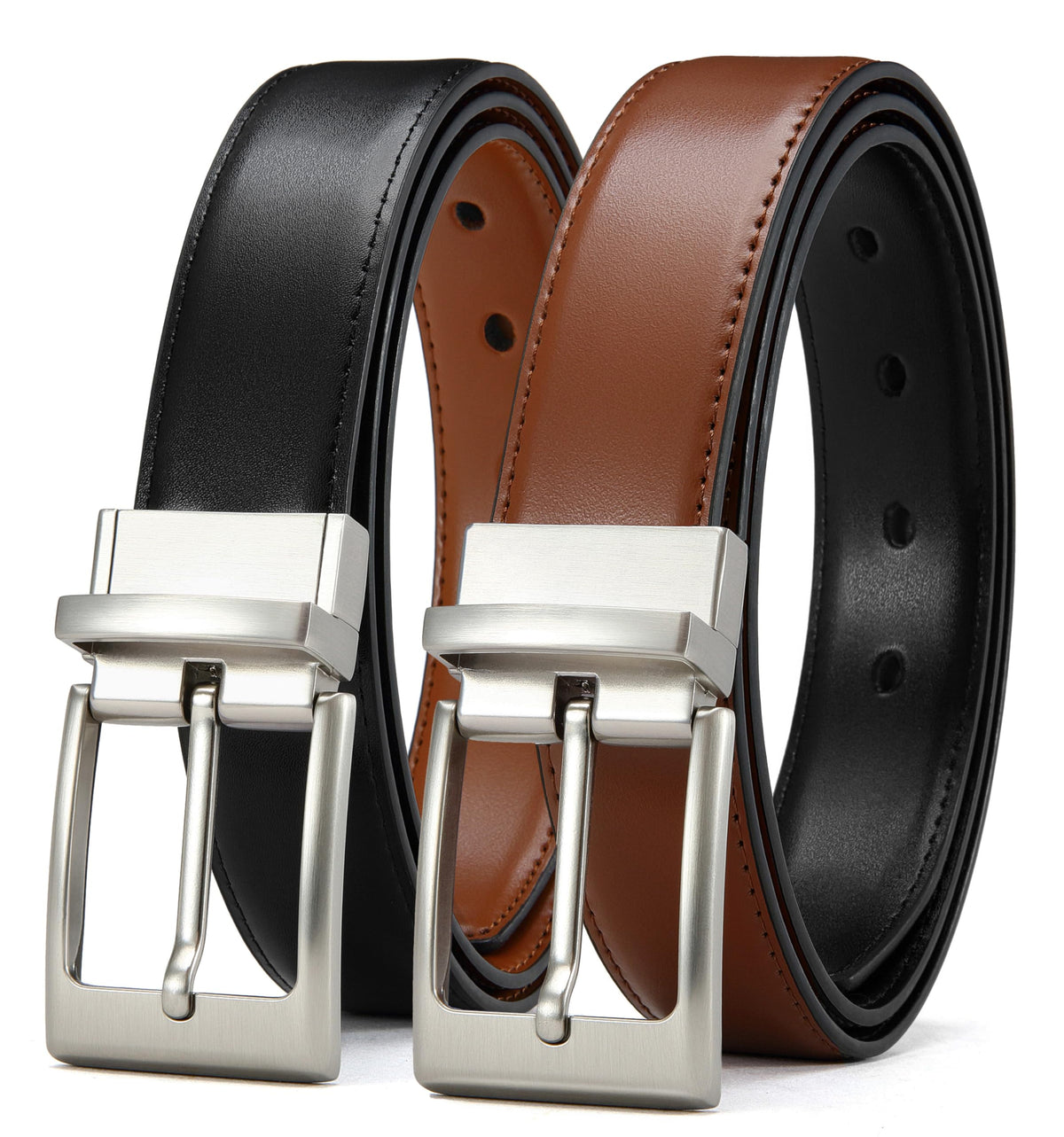 CHAOREN Men's Reversible 1.25-Inch Leather Dress Belt