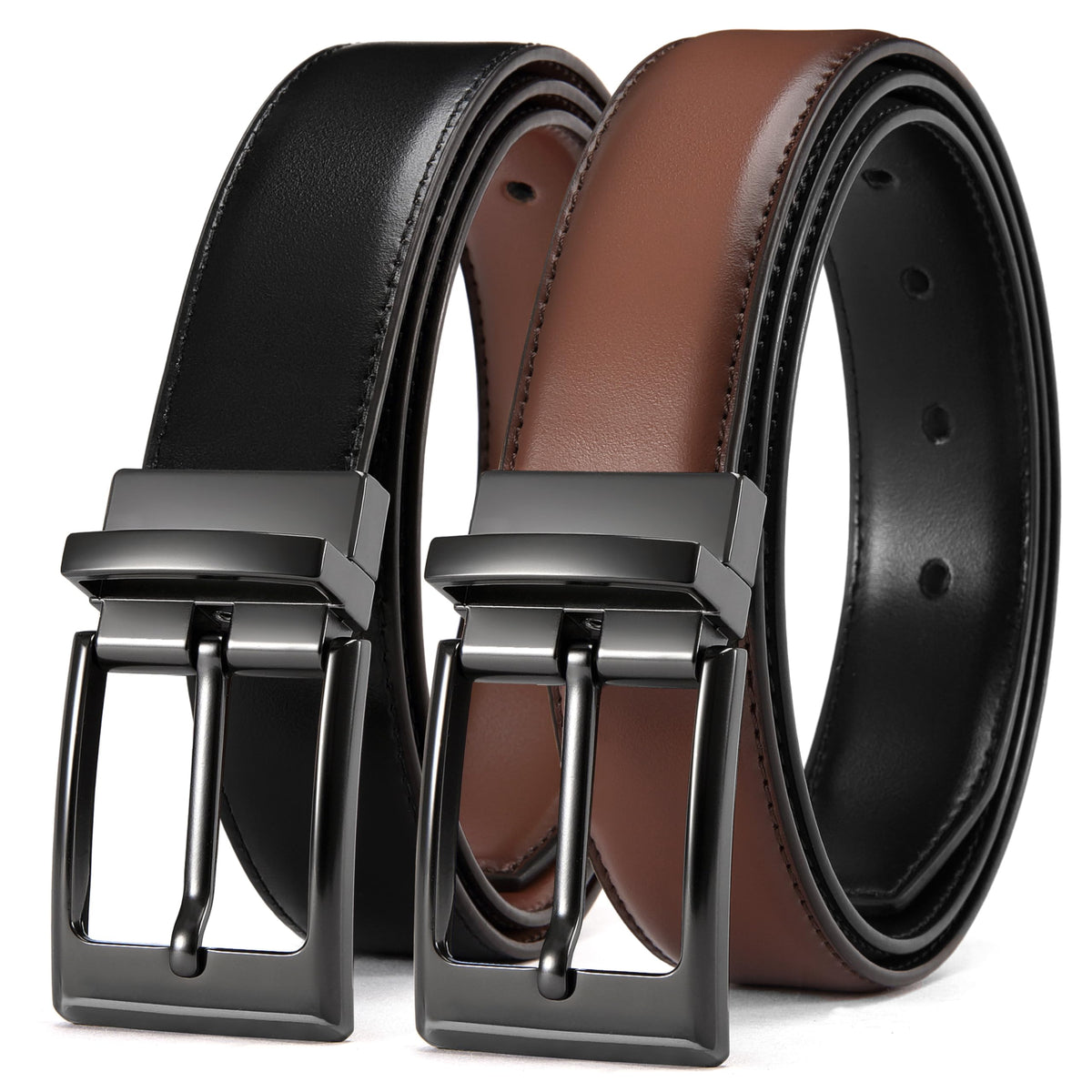 CHAOREN Men's Reversible 1.25-Inch Leather Dress Belt