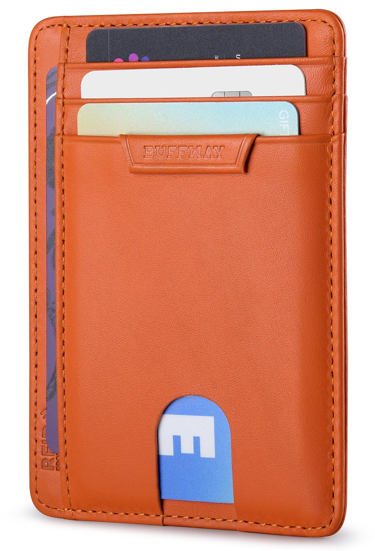 Buffway Slim Leather RFID Blocking Wallet for Men and Women