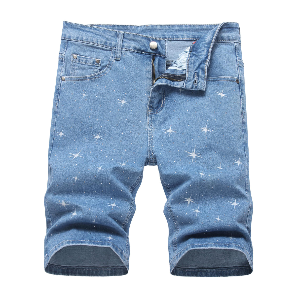 JUNBAOSS Men's Slim-Fit Ripped Stretch Denim Shorts