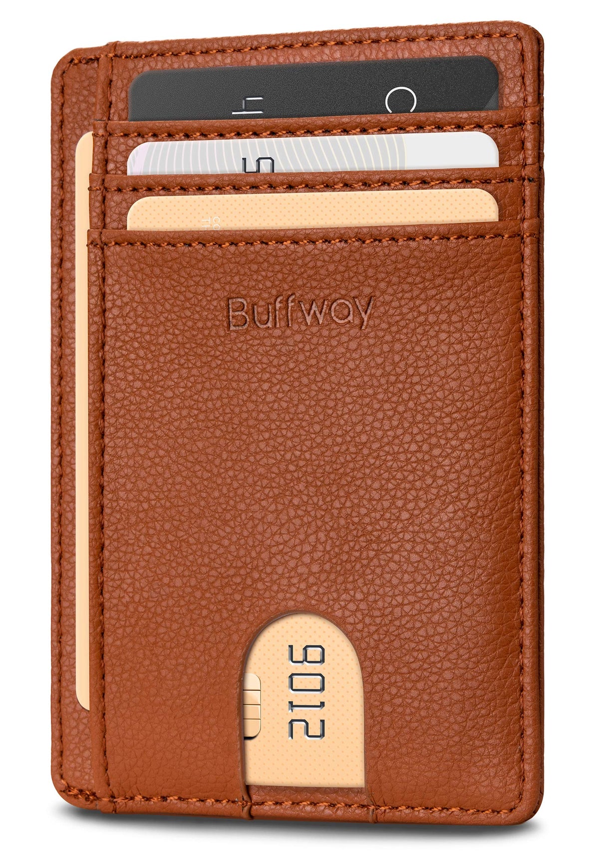 Buffway Slim Leather RFID Blocking Wallet for Men and Women
