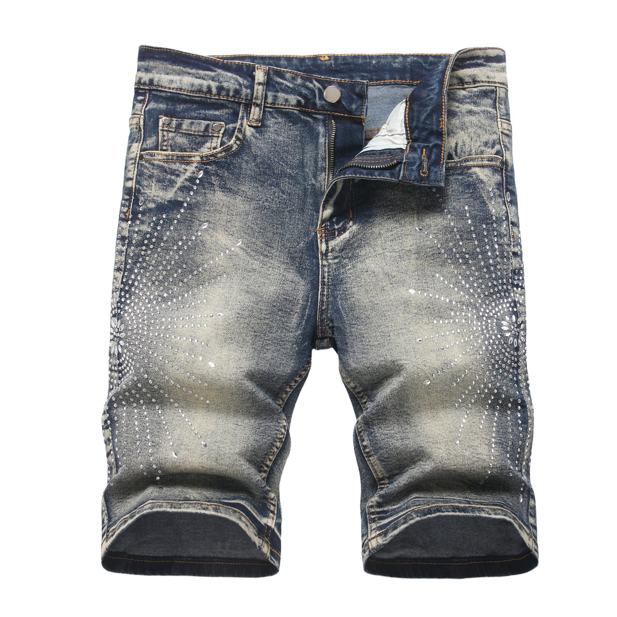 JUNBAOSS Men's Slim-Fit Ripped Stretch Denim Shorts