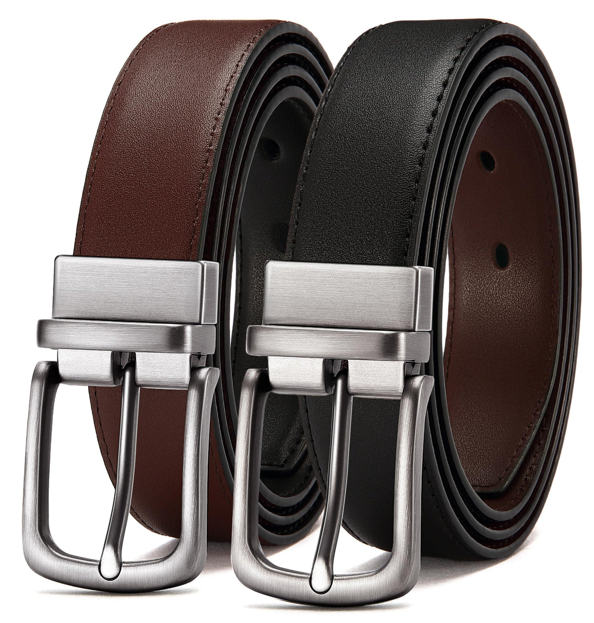 CHAOREN Men's Reversible 1.25-Inch Leather Dress Belt