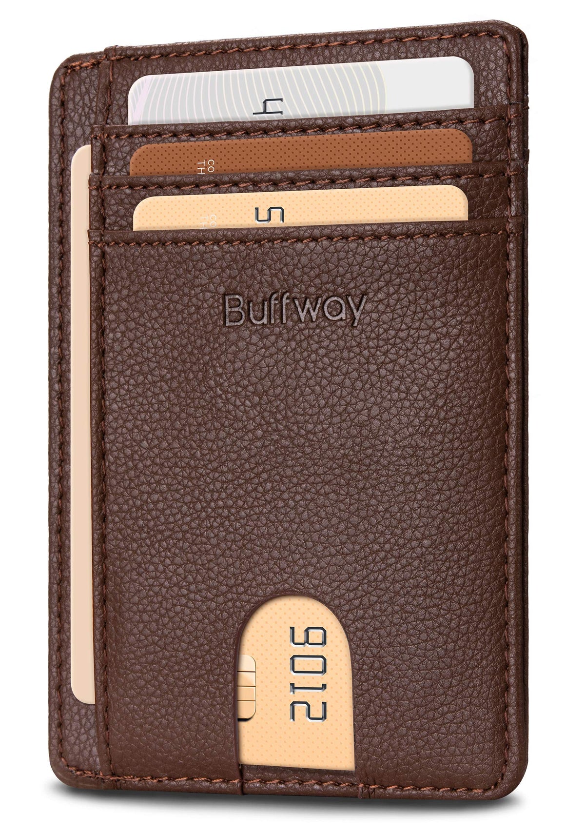 Buffway Slim Leather RFID Blocking Wallet for Men and Women