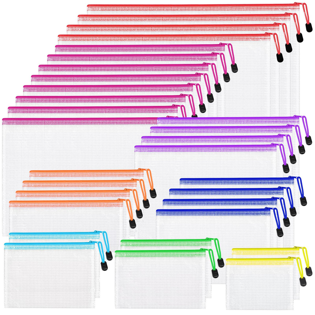 PAPEJOON 8-Size Waterproof Mesh Zipper Organizer Pouches