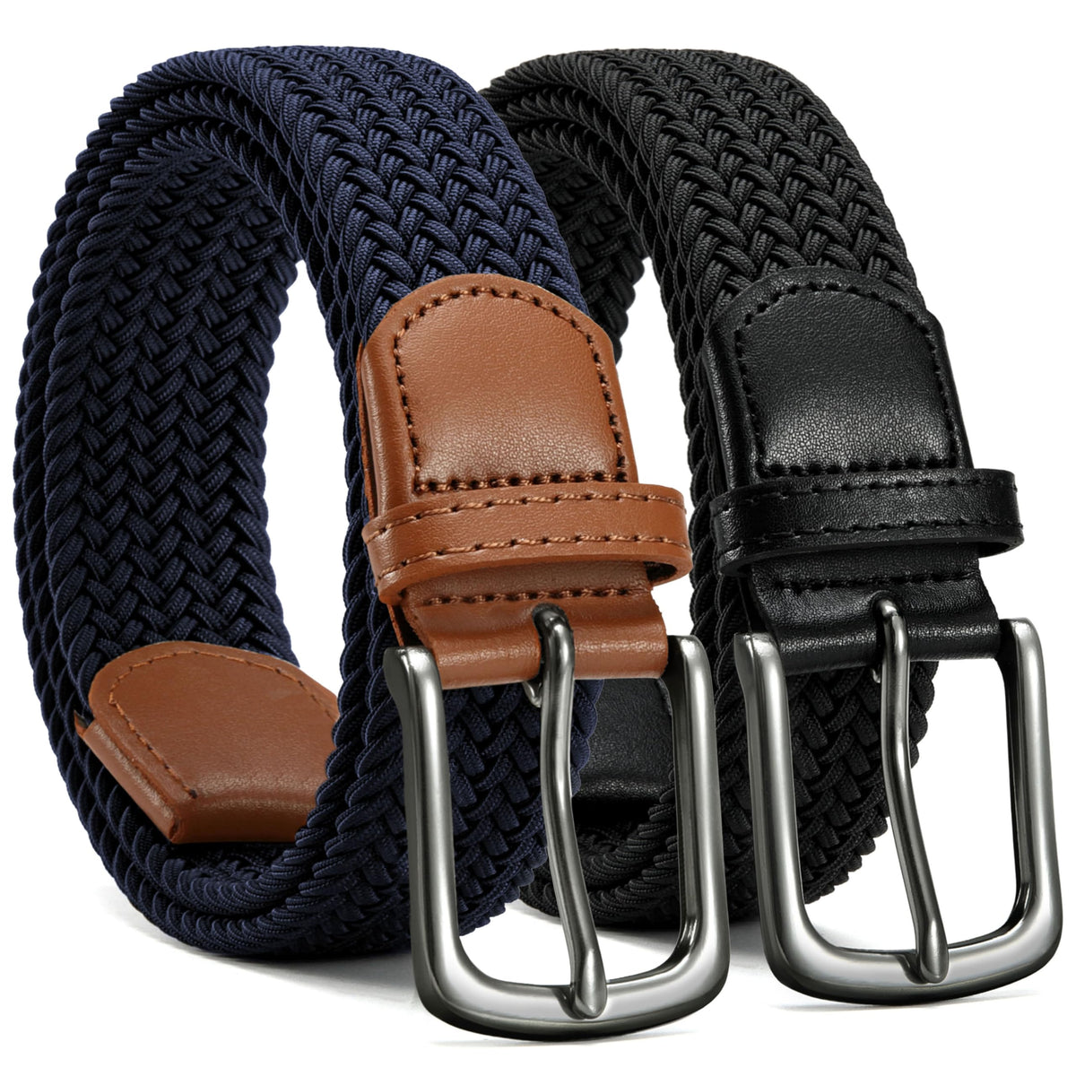 CHAOREN 2-Pack Men's Stretch Belts for Golf and Casual Wear