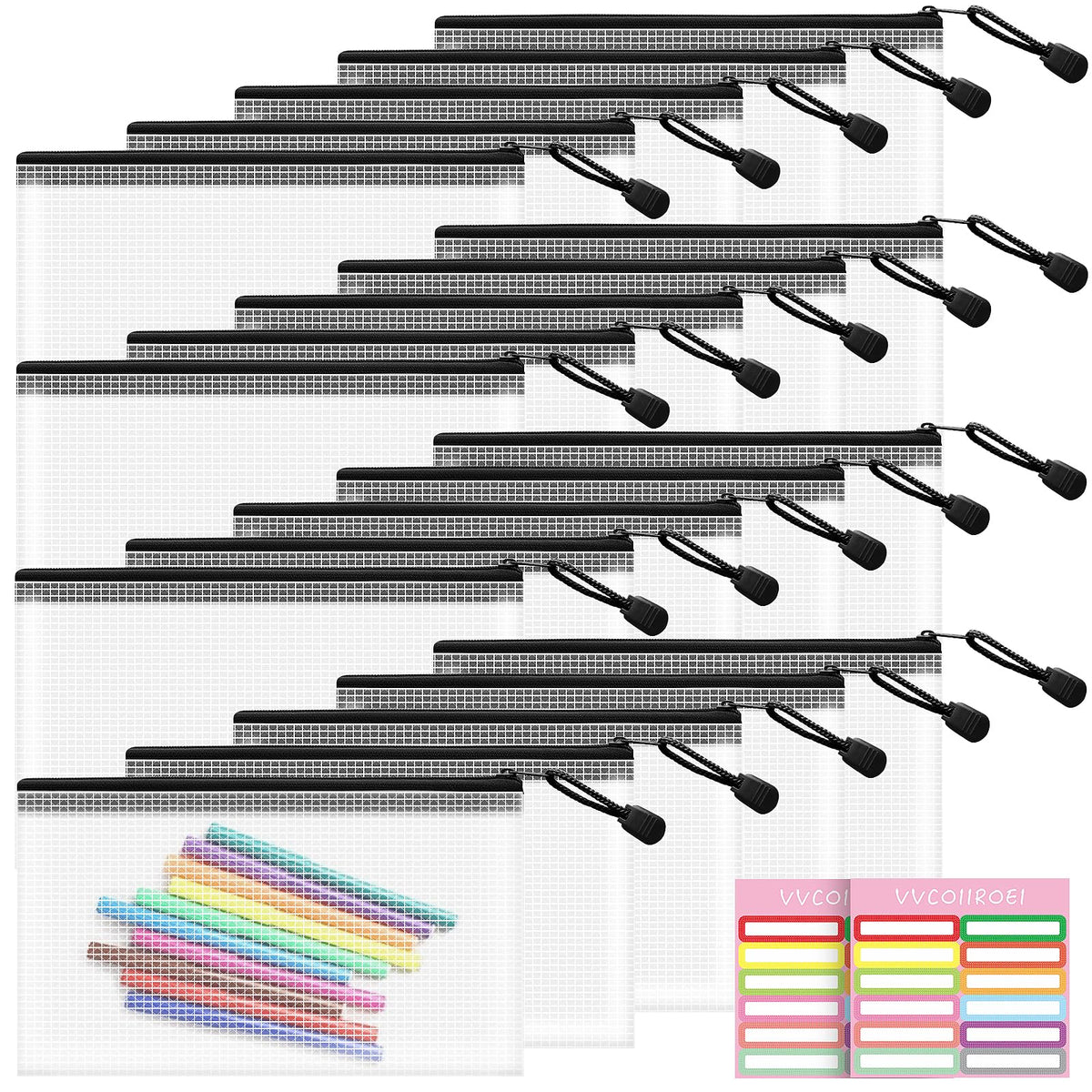 10-Size Mesh Zipper Pouch Organizer Set in Assorted Colors