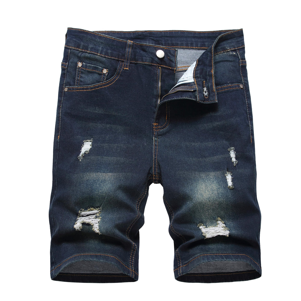 JUNBAOSS Men's Slim-Fit Ripped Stretch Denim Shorts