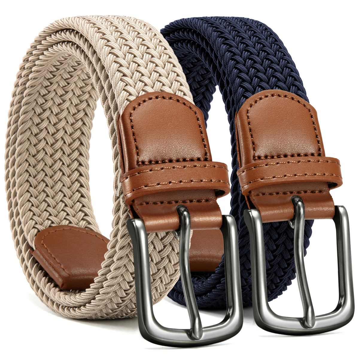 CHAOREN 2-Pack Men's Stretch Belts for Golf and Casual Wear
