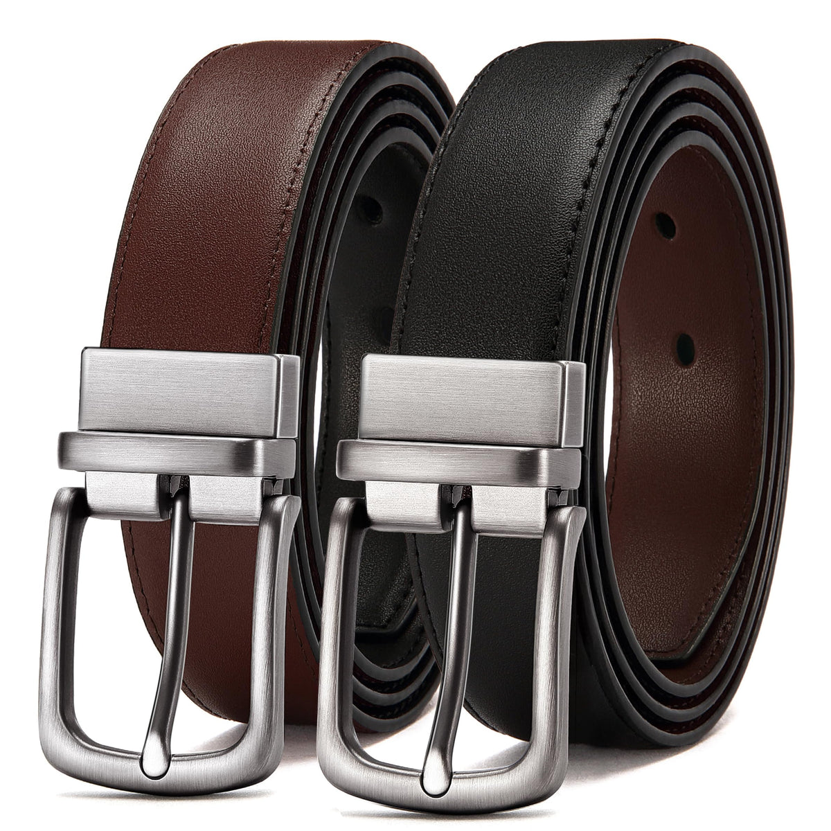 CHAOREN Men's Reversible 1.25-Inch Leather Dress Belt