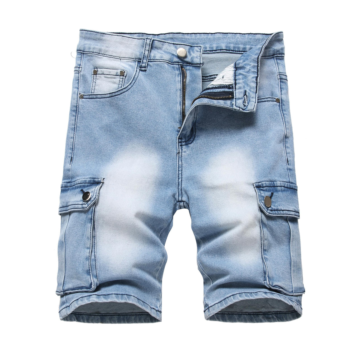 JUNBAOSS Men's Slim-Fit Ripped Stretch Denim Shorts