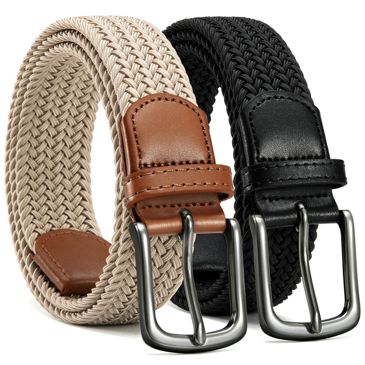 CHAOREN 2-Pack Men's Stretch Belts for Golf and Casual Wear