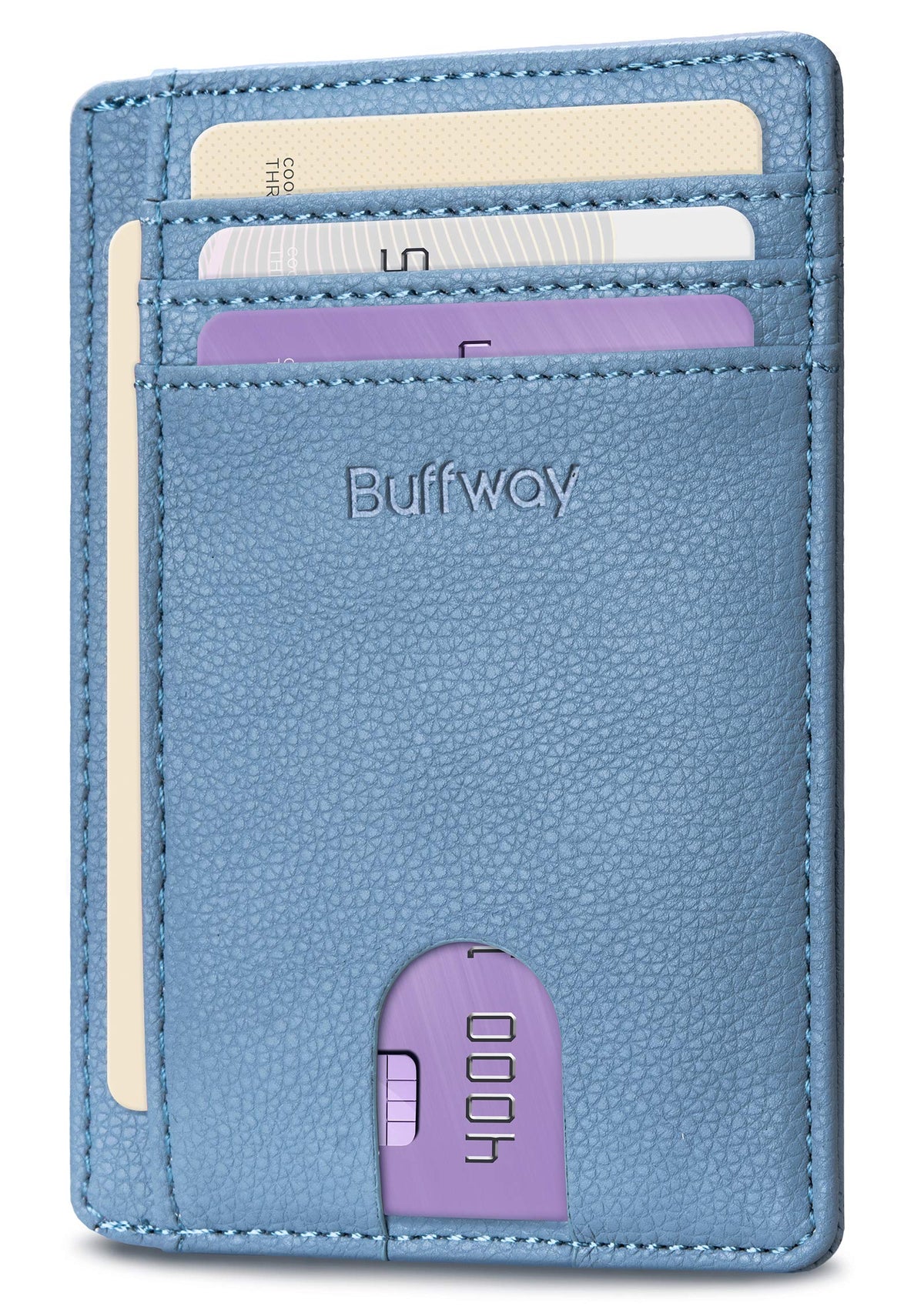 Buffway Slim Leather RFID Blocking Wallet for Men and Women