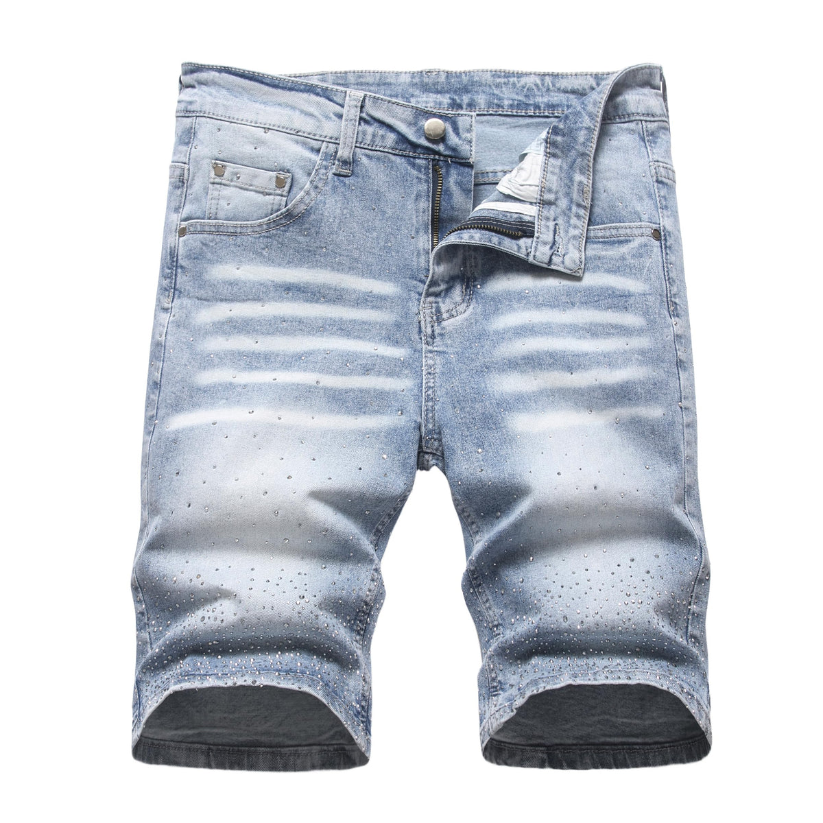 JUNBAOSS Men's Slim-Fit Ripped Stretch Denim Shorts